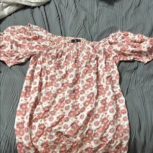 Volcom White Puff Sleeve Smocked Blouse